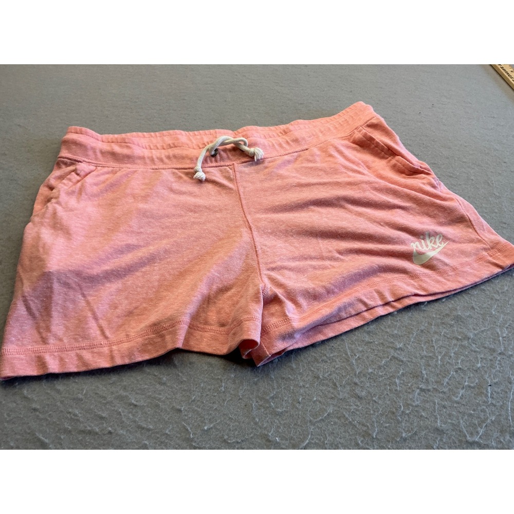 Nike Gym Vintage Shorts Pink Heathered Drawstring Pockets Size L‎ CJ1826-697